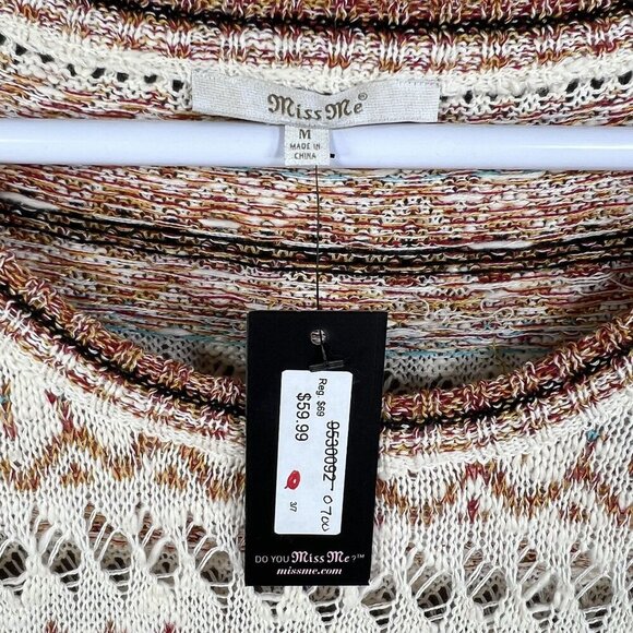 Miss Me NWT Women M Open Knit Sweater Dress Multicolor Aztec Pattern Long Sleeve - Picture 13 of 16